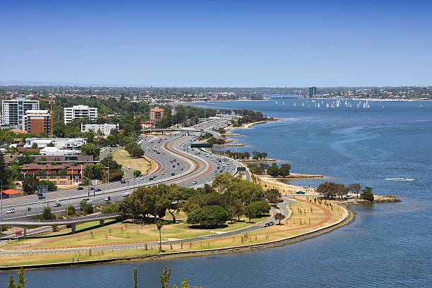 Kwinana Freeway in South Perth, Australia.