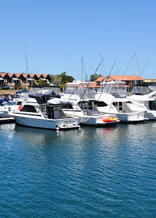 Hillarys, WA, Australia- Hillarys Boat Harbour filled with yachts and sailboats in Hillarys, Western Australia.