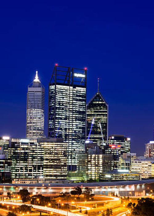Success, Perth city skyline at night,