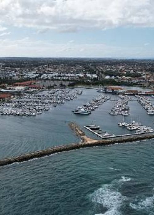 Hillarys, Australia – June 3, 2025: Aerial View of The Ocean Reef Perth CBD