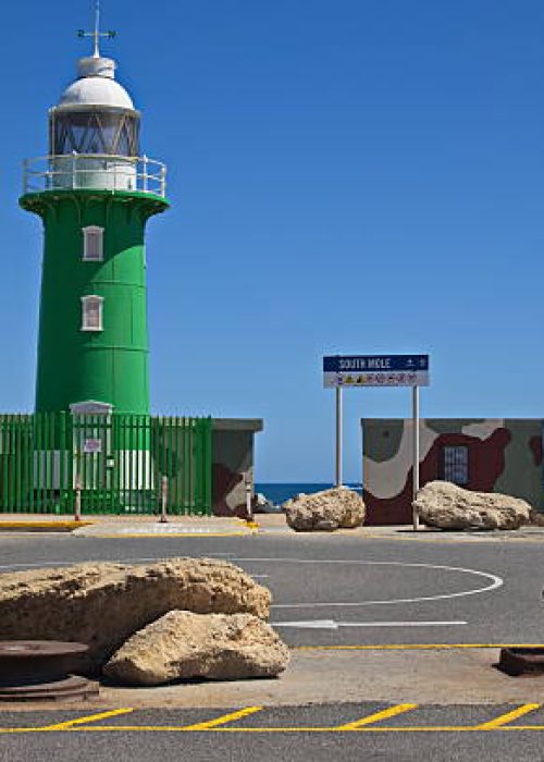 Lighthouse on the south mole at the entrance to Inner Harbour in Perth, Western Australia, Australia